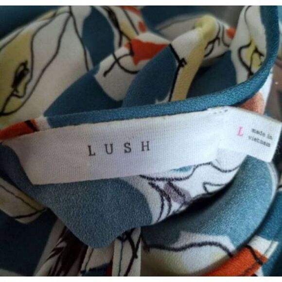 LUSH GREEN, ORANGE, YELLOW, & WHITE BLOUSE SZ.L EUC. - Picture 4 of 6